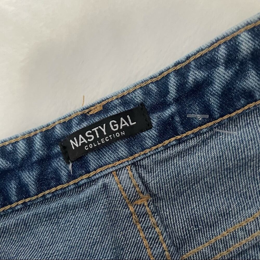 Nasty Gal redial ripped straight leg jeans high rise size 8 recycled crop denim - Picture 4 of 9